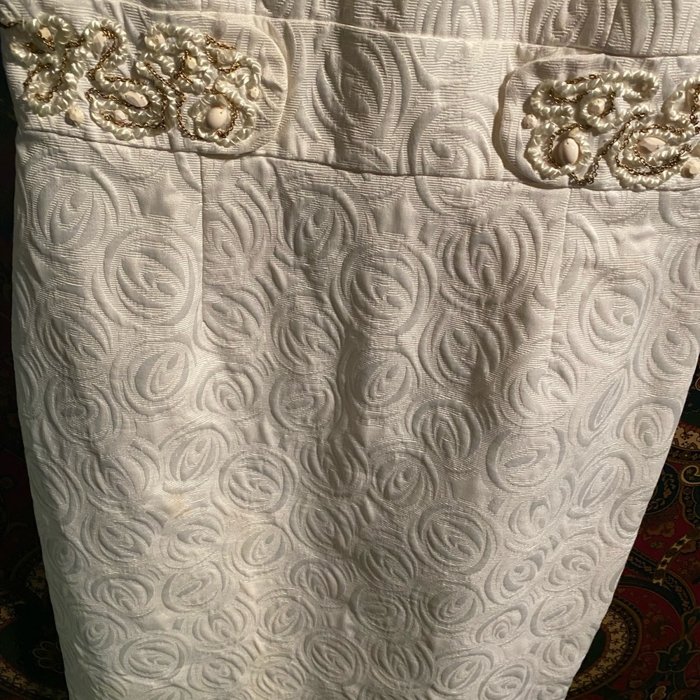 Alberto Makali White & Gold Dress ~ Perfect for Church or Weddings! Classy! - Picture 6 of 7